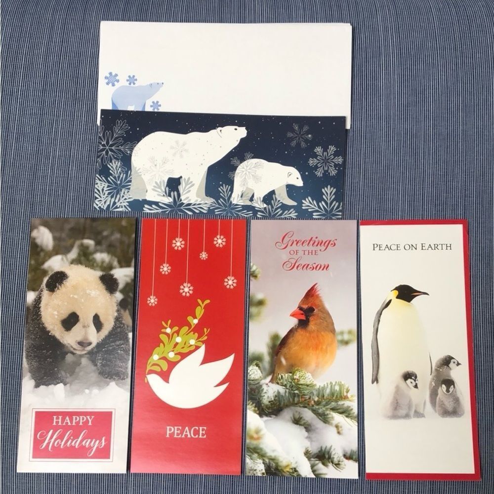 Five (5) World Wildlife Fund Christmas Cards